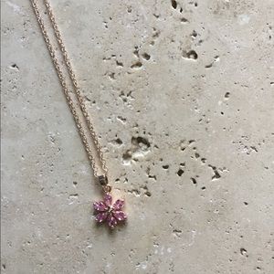 NEW!!  Rose gold necklace with pink flower charm